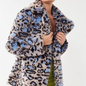 Avec les filles faux fur blue leopard jacket/coat